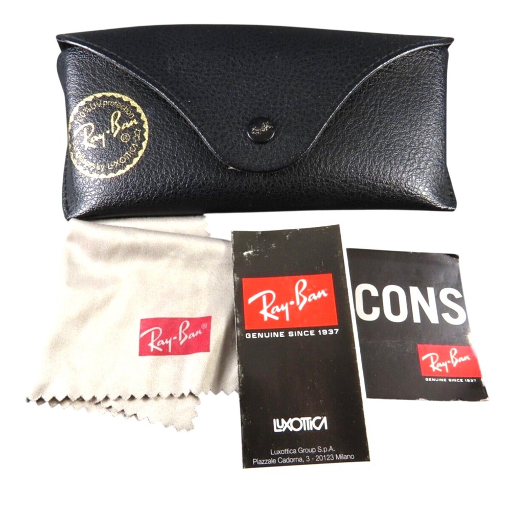 RAY BAN Black Faux Leather SNAP FLAP CASE w/Paperwork Inserts & CLEANING CLOTH
